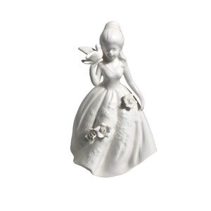 Andrea By Sadek 8” porcelain woman with bird figurine